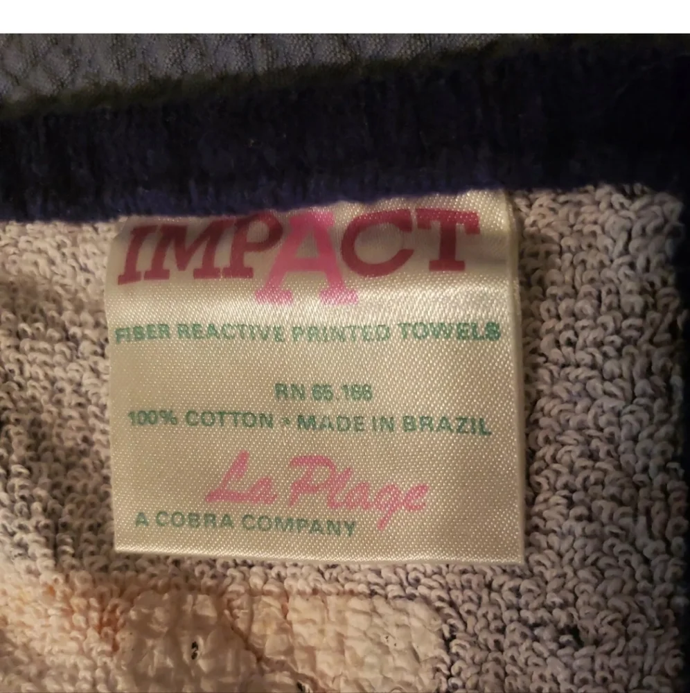 Vtg Impact La Plage BeachTowel Dolphin Fish Ocean 56